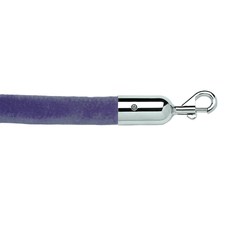 QUEUE SOLUTIONS 6' Velour Stanchion Rope, 1.5" dia., Blue, Polished Brass Snap Ends 245BL6-SESLPB